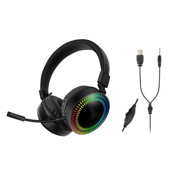 Cuffie con microfono luci led rgb gaming controllo volume pc console