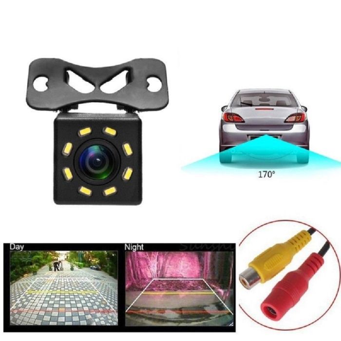 Telecamera retromarcia retrocamera con staffa auto camper suv filo colori 8 led