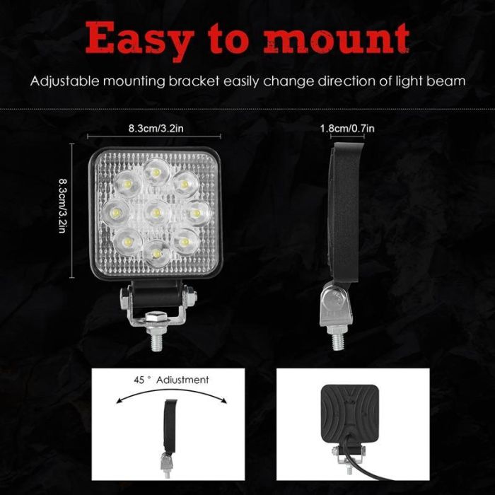 Luce da lavoro per auto 27W 12v 9 LED Bar per Moto Tractor Boat off Road 4WD 4x4 Camion SUV
