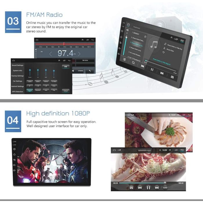 Stereo auto autoradio 10 pollici android 10 2 din gps wifi front estraibile