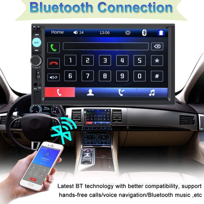 Stereo Auto Bluetooth Autoradio 2 Din,Touchscreen HD da 7 Pollici Lettore MP5 Auto Bluetooth USB/SD/AUX Ingresso,FM Radio,Collegamento Mirror del Telefono
