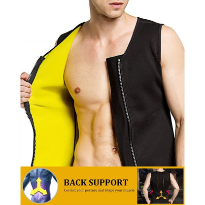 Canotta Sportiva da Uomo Sauna Shapewear Senza Maniche Neoprene Gilet per Allenamento Fitness con cerniera zip