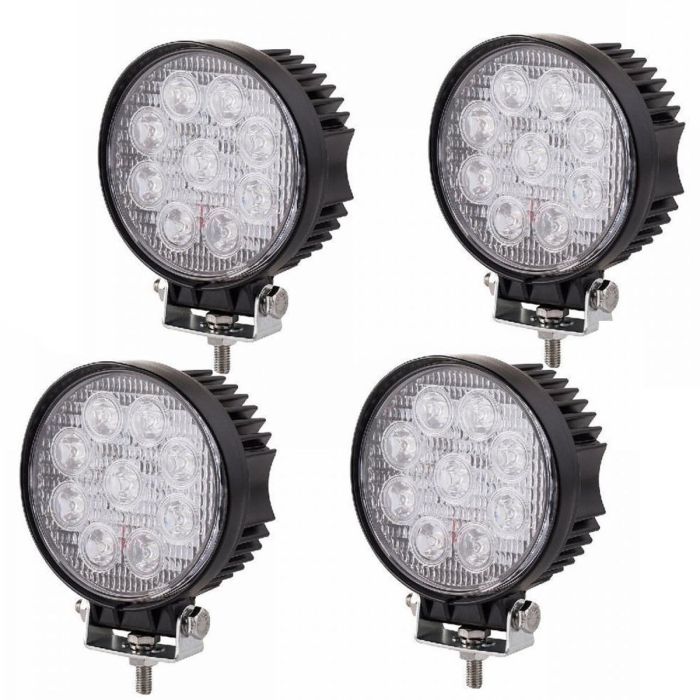 1 Faro 27W Rotondo con Faretti Led Da Lavoro 9 Led Da 3W ideale per Auto o Barca