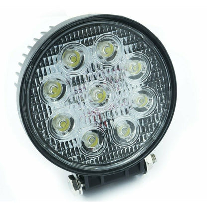 1 Faro 27W Rotondo con Faretti Led Da Lavoro 9 Led Da 3W ideale per Auto o Barca