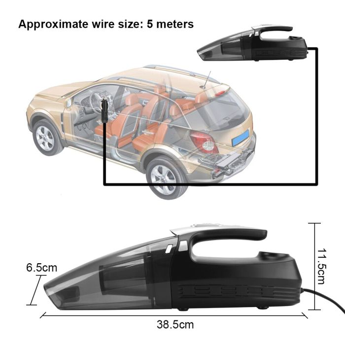 Pompa Di Gonfiaggio 4 in 1 Ad Alta Aspirazione Con Display Digitale Con Illuminazione a Led Aspirapolvere Per Auto 12v 120w