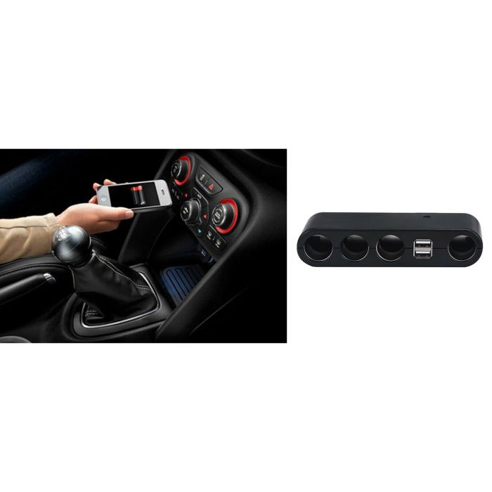 Adattatore auto 4 porte moltiplicatore prese accendisigari 2 usb sdoppiatore Dr