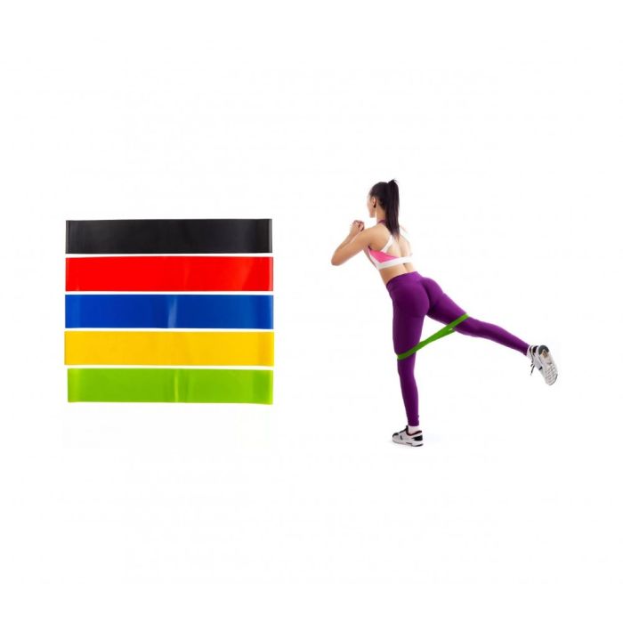 Set 5 Pz Elastici Colorati Per Fitness - Bande Resistenza Per Allenamento